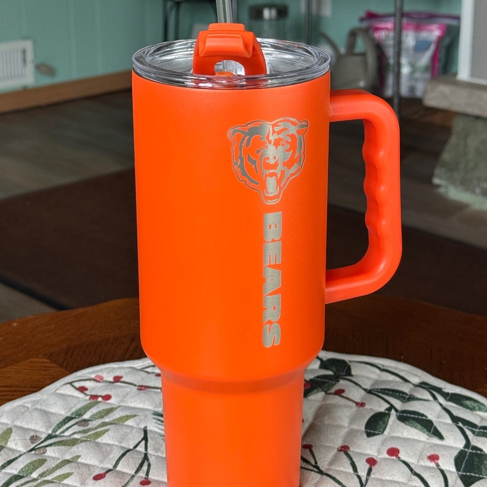 Orange Insulated Travel Mug with Handle
